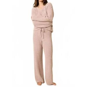 NEW SOFTIES marshmallow waffle v neck with long pant set in coco
